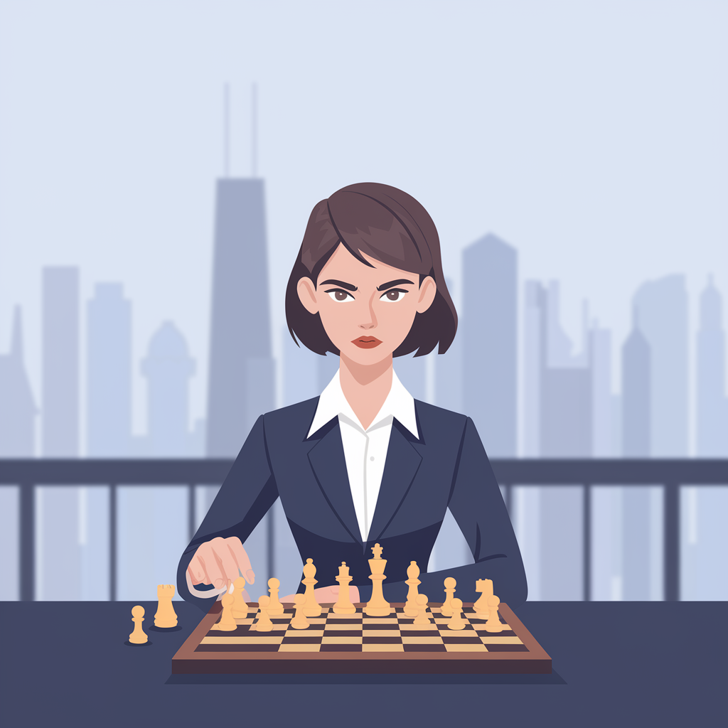 femme d'affaire joue aux échecs